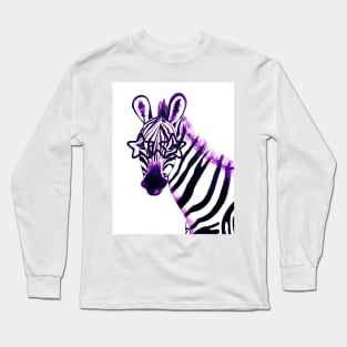 Neon zebra with star glasses Long Sleeve T-Shirt